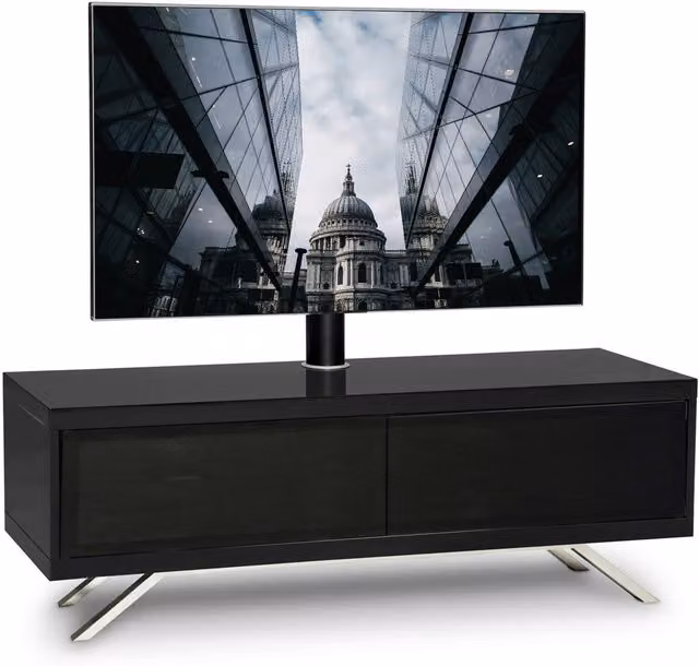 MDA Designs Tucana 1200 TV Cabinet in Black with Glass, W/D/H: 120 x 40 x 42 cm