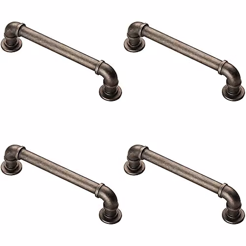 Loops 4 Pack Pipe Design Bar Cabinet Pull Handle in Pewter with 128mm Fixing Centres