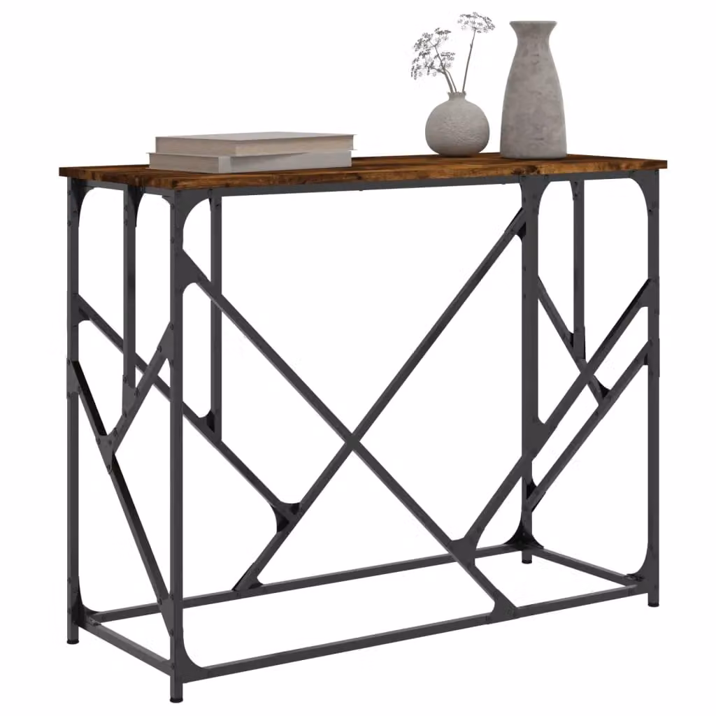 Berkfield Home Smoked Oak Console Table in Brown, W/D/H: 100 x 40 x 80 cm – 3