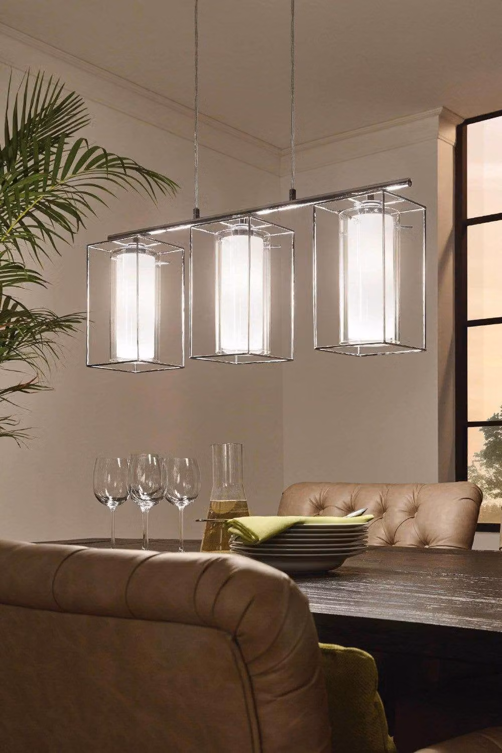 Eglo Loncino 3 Light Ceiling Fitting in Chrome and White with Glass and Metal Details – 2