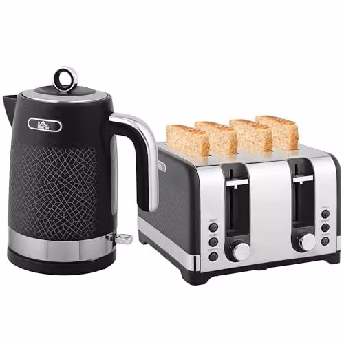 HOMCOM Kettle and Toaster Set, Black – 1