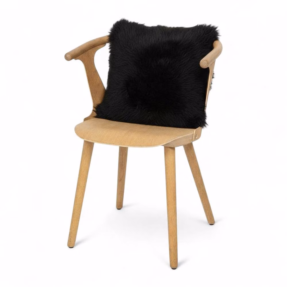 Infinity Leather Black Genuine Sheepskin Wool Cushion, W/D/H: 40 x 40 x 40 cm – 2