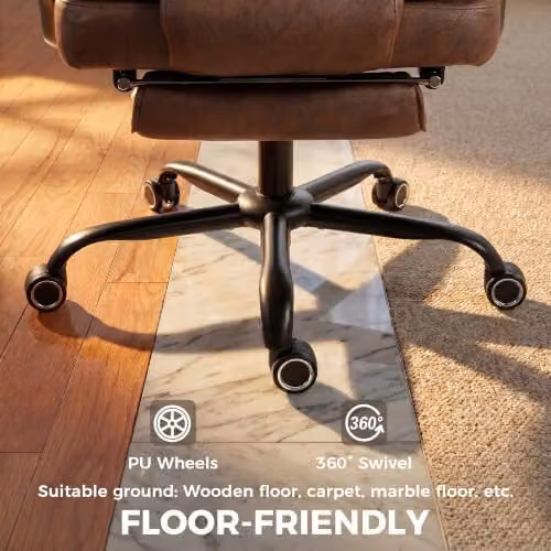 HOMCOM Executive Office Chair in Brown with Headrest and Swivel Castors – 7