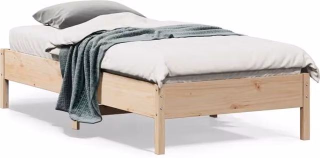 Berkfield Home Small Single Solid Wood Pine Bed Frame in Brown, W/D/H: 75 x 190 cm – 1