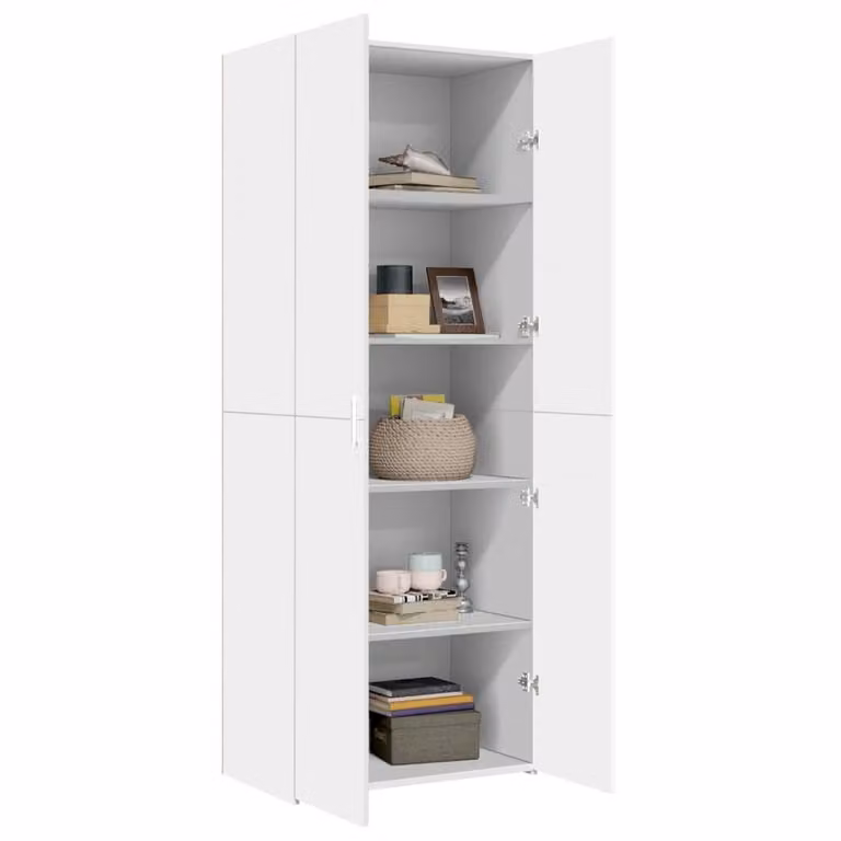 Berkfield Home Modern White Highboard in MDF, W/D/H: 70 x 42.5 x 185 cm