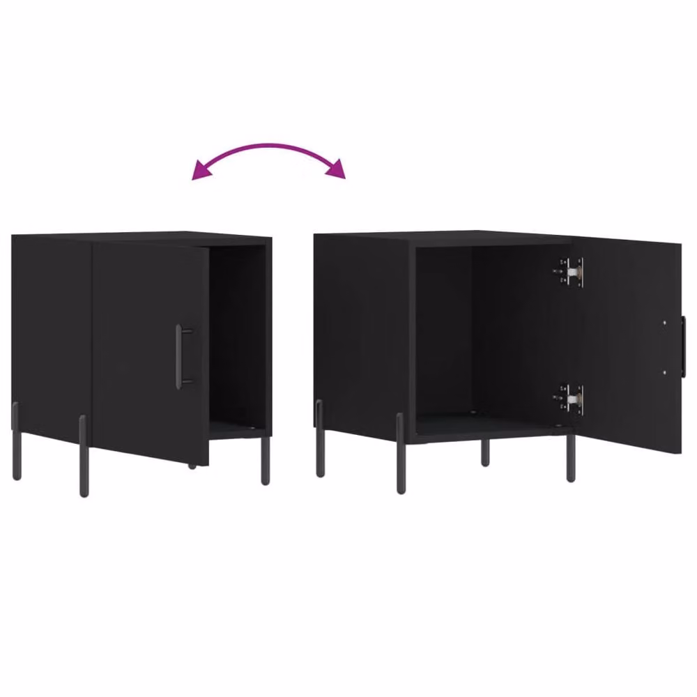 Berkfield Home Set of 2 Modern Black Bedside Cabinets with Media Compartments, W/D/H: 40 x 40 x 50 cm – 4