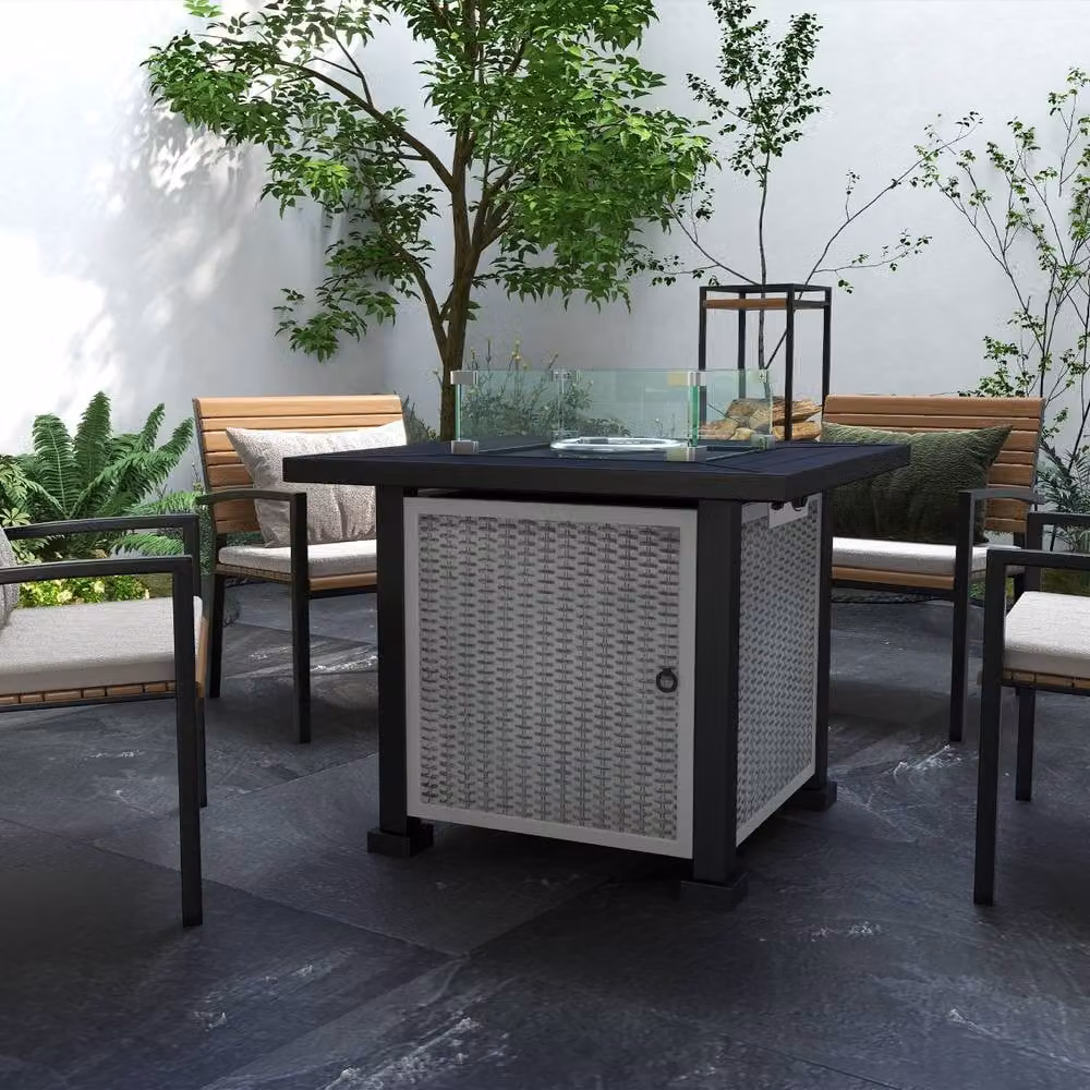 Rolipo Grey Gas Fire Pit Table, W/D/H: 81 x 81 x 64 cm – 4