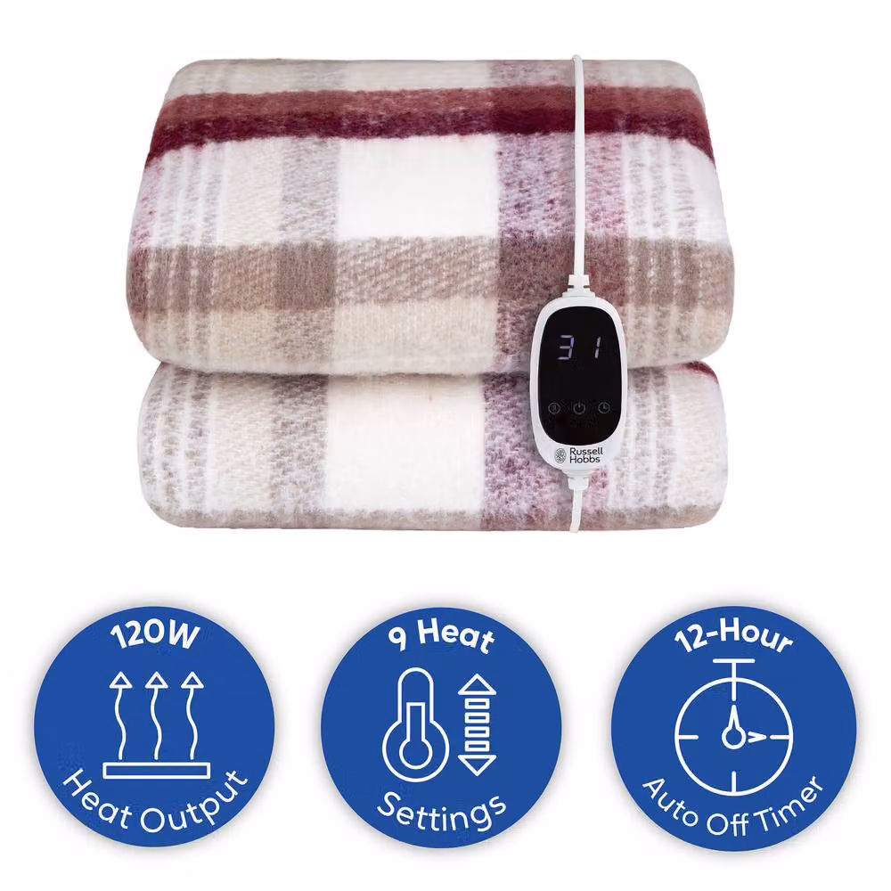 Russell Hobbs RHHT1006TAR Electric Heated Throw in Multicolour Faux Wool and Sherpa, W: 180 cm, D: 130 cm – 2