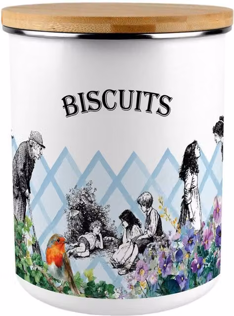 Purely Home The Secret Garden Extra Large Ceramic Biscuit Tin in Multicolour and White