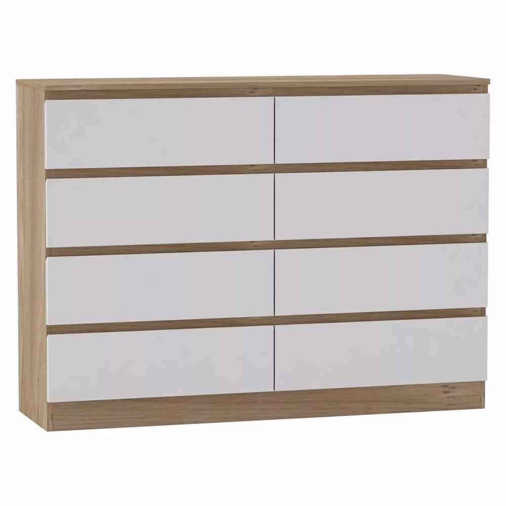 FORGEVIO Modern Oak Carcass Chest of 8 Drawers with White Drawers – 2