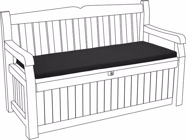 Keter Iceni Eden Outdoor Garden Bench Cushion Seat Pad in Black Polyester with Foam Filling