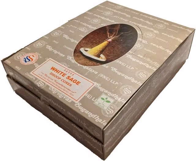 Satya White Sage Incense Cones, Brown – 1