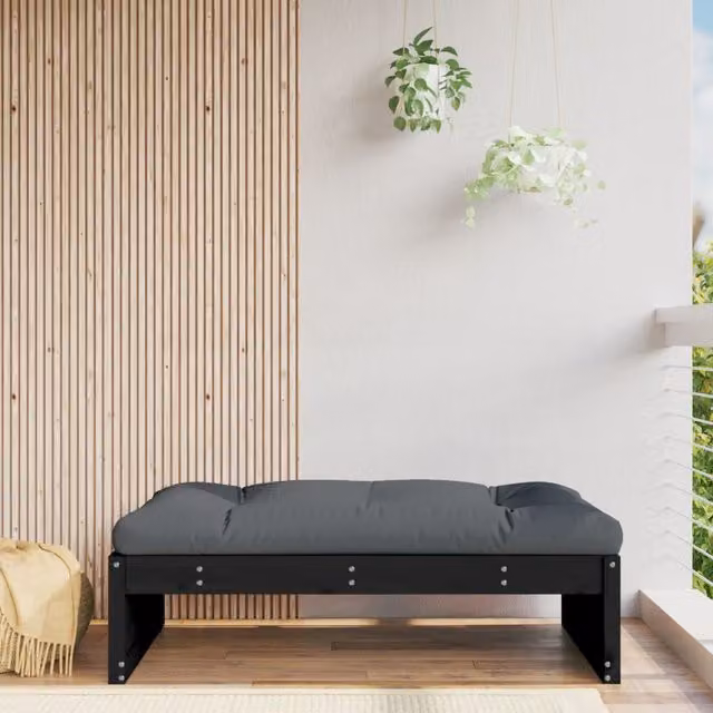 Berkfield Home Rustic Garden Footstool in Black Solid Pine, W: 120 cm, D: 80 cm – 1