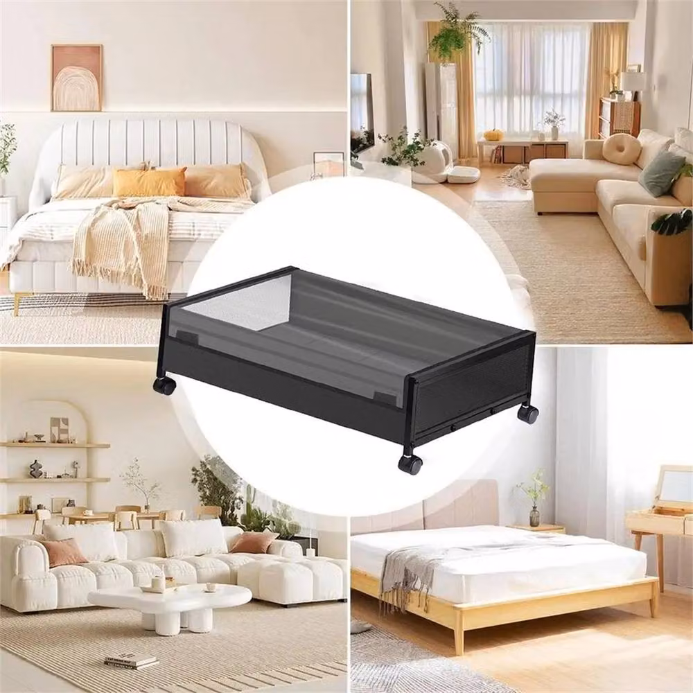 Nordara Set of 2 Large Underbed Storage Boxes with Wheels and Lids in Black – 3