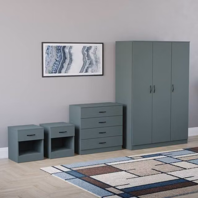 Vida Designs Riano 4 Piece Bedroom Furniture Set in Green