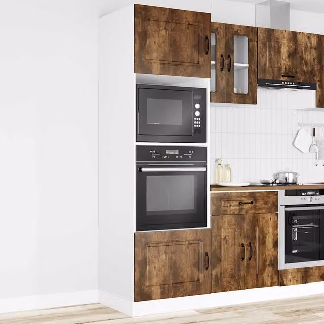Berkfield Home Lucca Oven Cabinets, 2 Piece Set in Smoked Oak Brown, W/D/H: 60 x 57 x 207 cm – 1