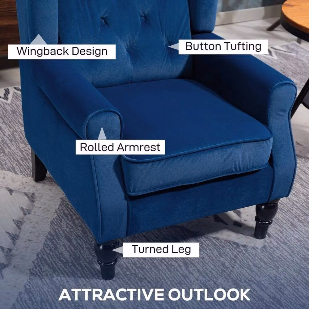 FORGEVIO Blue Velvet Accent Armchair with Armrests and Tub Design – 4