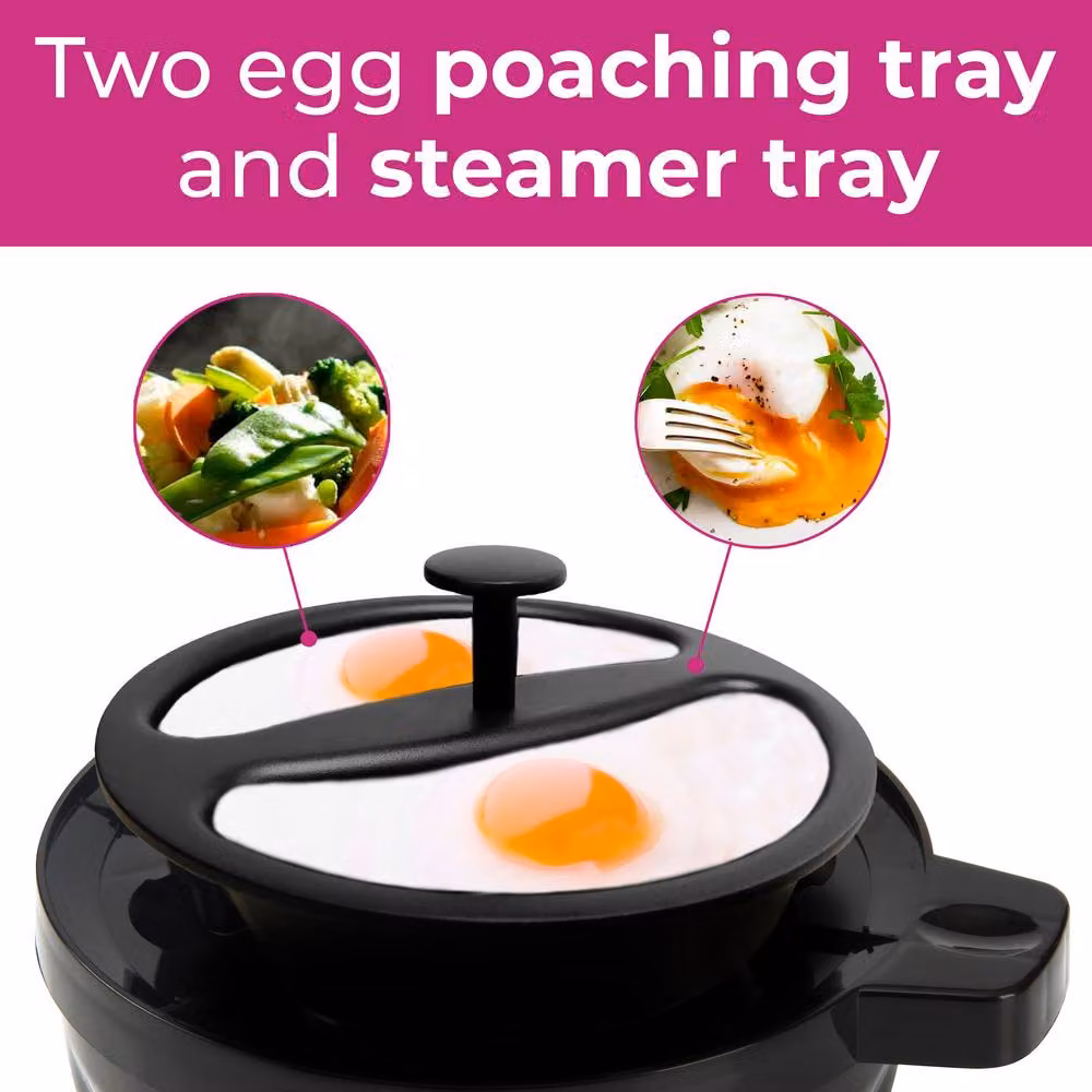 Neo Stainless Steel Electric Egg Boiler, Poacher and Steamer in Black and Copper – 6