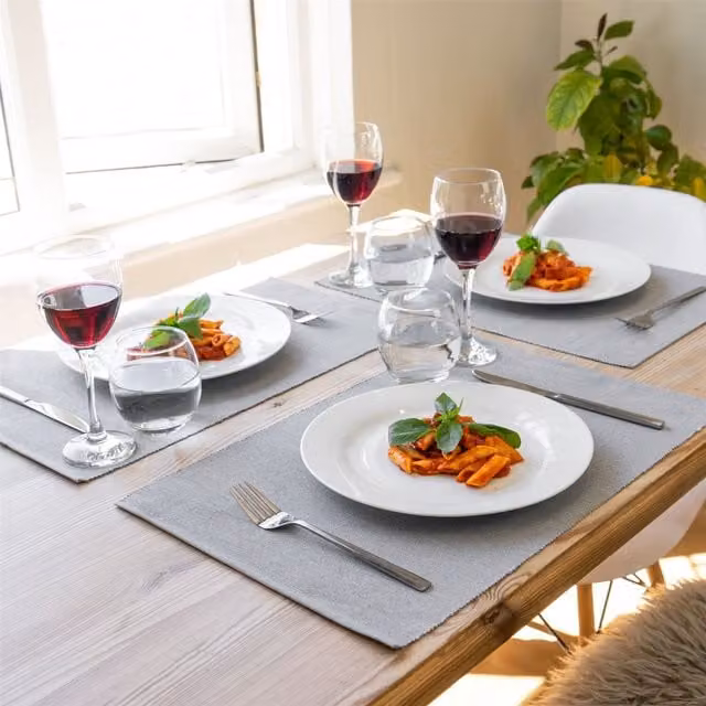 Nicola Spring Grey Ribbed Cotton Placemats, Pack of 6, W: 48 cm, D: 33 cm