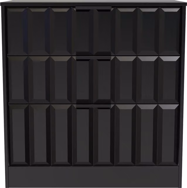 Ready Assembled 2 U Seattle 3 Drawer Deep Chest in True Black