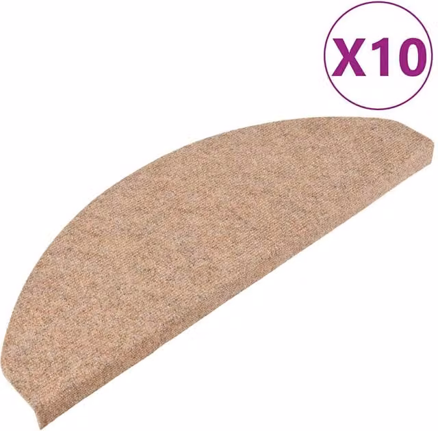 Berkfield Home Self-adhesive Stair Mats, 10 Pack, Beige, W: 65 cm, D: 22.5 cm, H: 3.5 cm