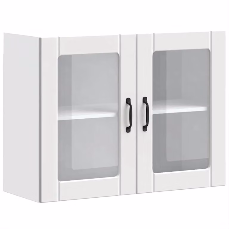 Berkfield Home Lucca White Kitchen Wall Cabinet with Glass Doors and Internal Shelves