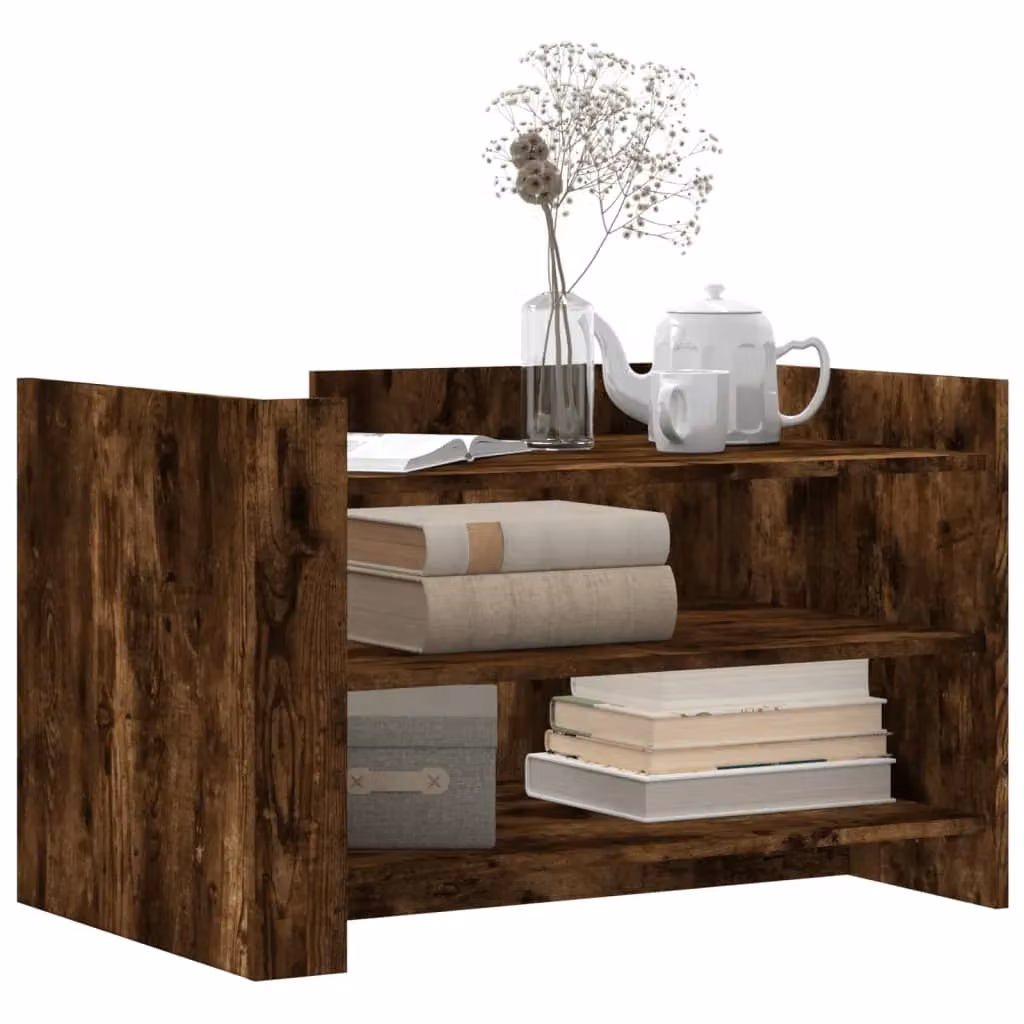 Berkfield Home Modern Rectangular Coffee Table in Smoked Oak Brown, W/D/H: 80 x 50 x 50 cm – 3