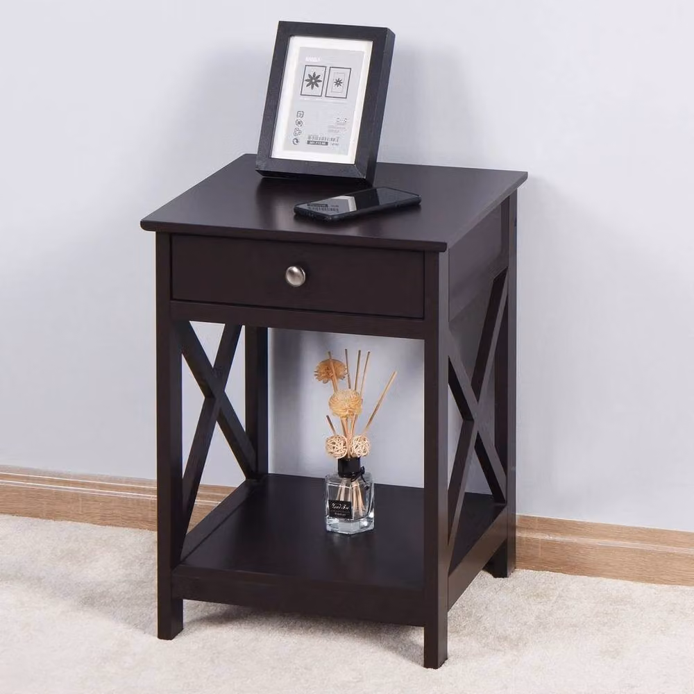 KORVIXA Black Modern Bedside Table Cabinet Nightstand with Lock, Height: 100 cm – 3