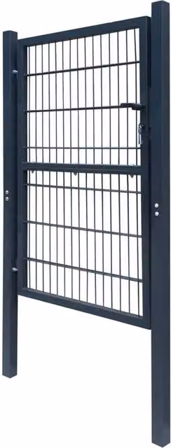 Berkfield Home Durable 2D Single Steel Swing Fence Gate in Anthracite Grey, W: 106 cm, H: 190 cm