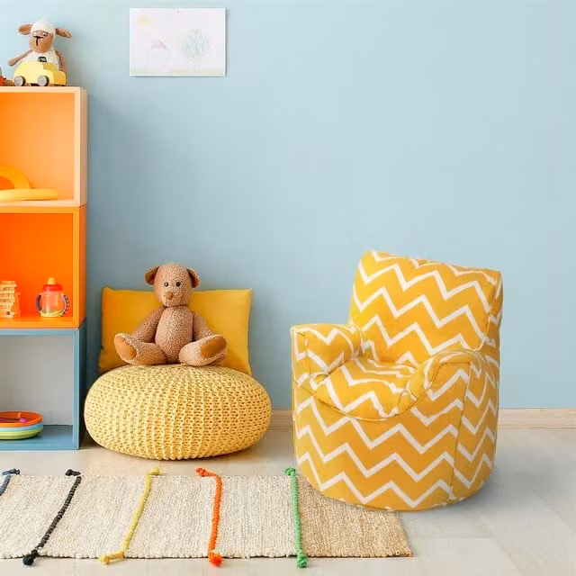Ready Steady Bed Kids Zigzag Printed Bean Bag Armchair in Yellow