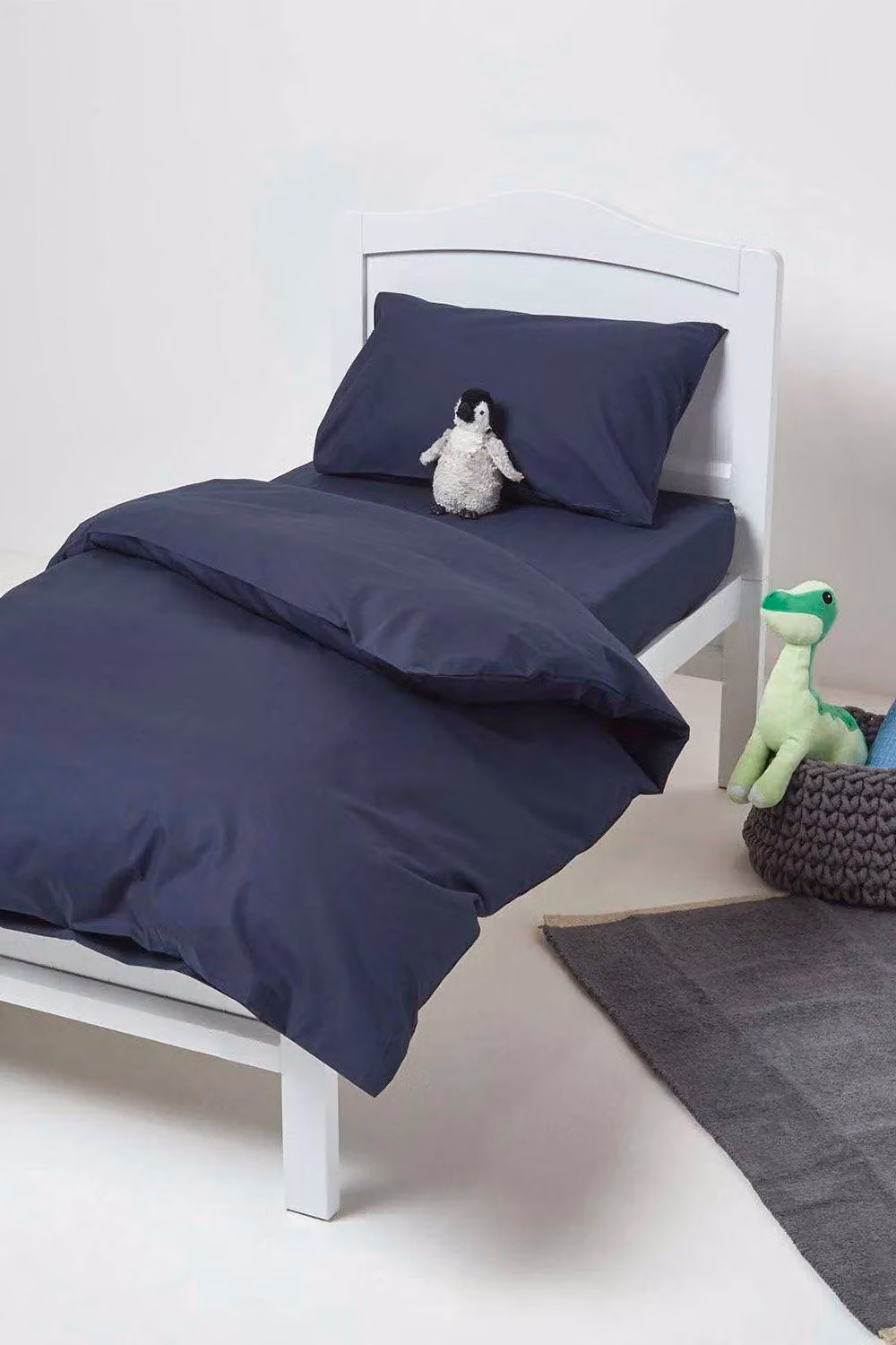 Homescapes Navy Cotton Percale Cot Bed Duvet Cover and Pillowcase Set, 120 x 150 cm – 2