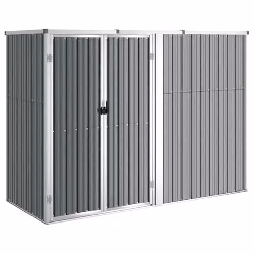 vidaXL Grey Galvanised Steel Garden Tool Shed W/D/H: 225 x 89 x 161 cm – 1