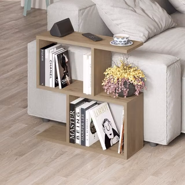 Decortie Homemania Modern 4-Compartment Side Table in Brown, W/D/H: 60 x 60 x 19.5 cm