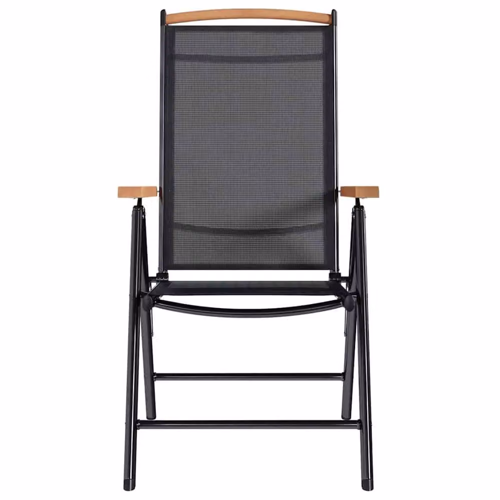 Berkfield Home Set of 6 Folding Garden Chairs in Black Textilene – 4