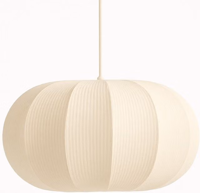 CGC Lighting Modern Oval Ribbed Cotton Fabric Lampshade in Beige