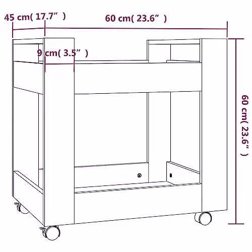 vidaXL Desk Trolley in Sonoma Oak Brown, W/D/H: 60 x 45 x 60 cm – 3