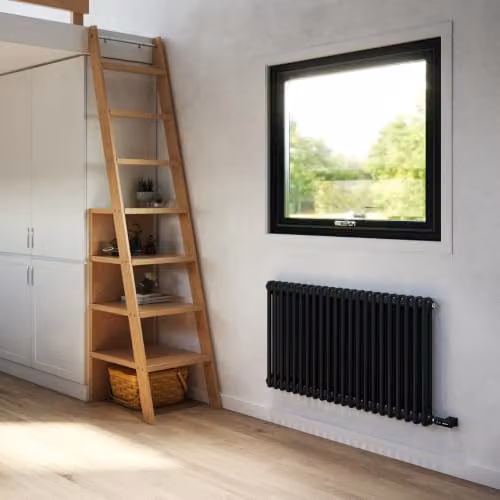 UK Radiators Alpha Electric 2 Column Horizontal Traditional Cast-Iron Style Radiator in Black with WiFi, H: 60.0 cm, W: 98.8 cm – 3