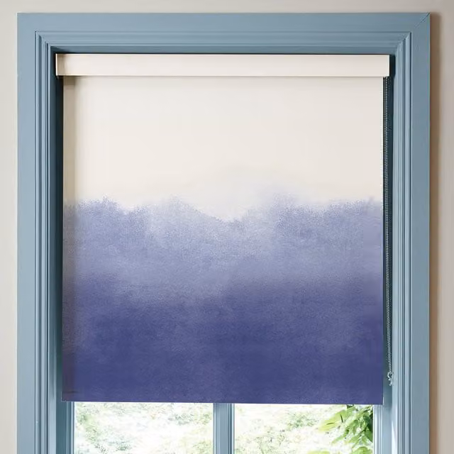 Bluebellgray Made To Measure Floral Blackout Roller Blind in Cornflower Blue and Purple