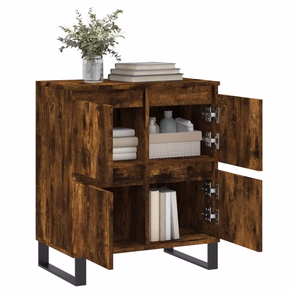 Berkfield Home Smoked Oak Sideboard in Brown, W/D/H: 60 x 35 x 70 cm – 4