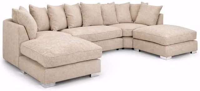 Home & Love Bishop U Shape Cinema Scatterback Corner Sofa in Alaska Beige