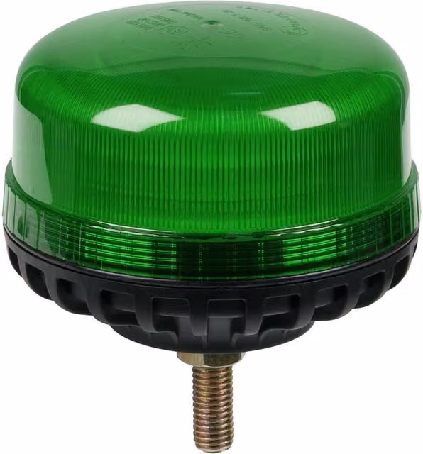 Loops Green Fixed LED Rotating Beacon Light 12V / 24V with 12mm Threaded Fixing Bolt
