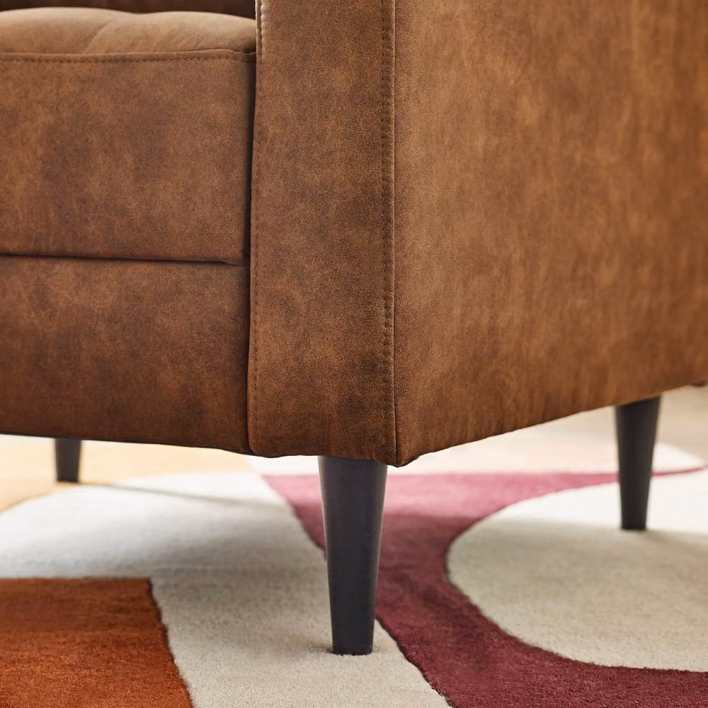 FurnitureboxUK Jade Modern Faux Leather Armchair with Solid Wood Frame in Tan – 6