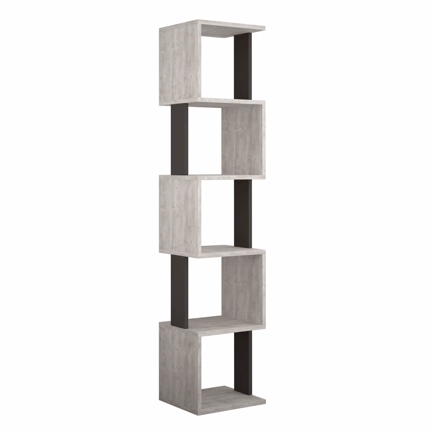 Decortie Piri Modern Five Tier Geometric Bookcase Display Unit in White and Anthracite, H 161 cm x W 30 cm – 2