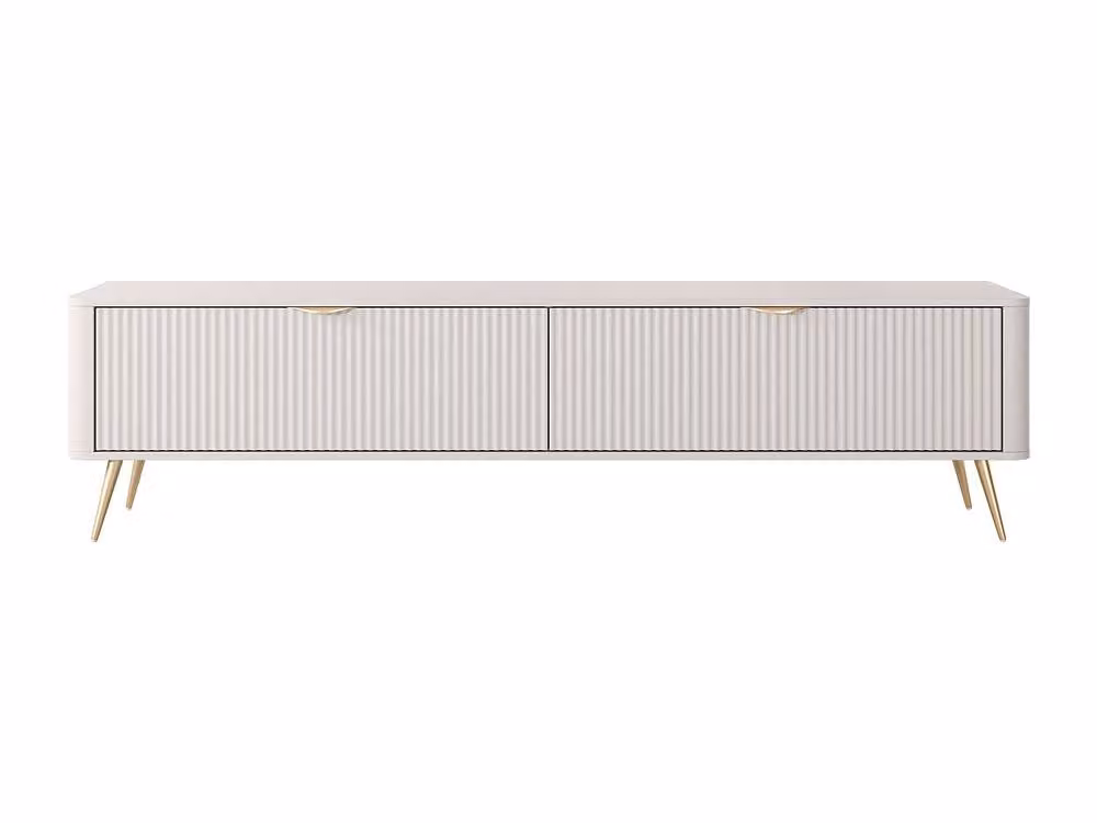 Vente-unique ELONARIA Modern TV Unit with 2 MDF Doors in Beige and Gold – 2
