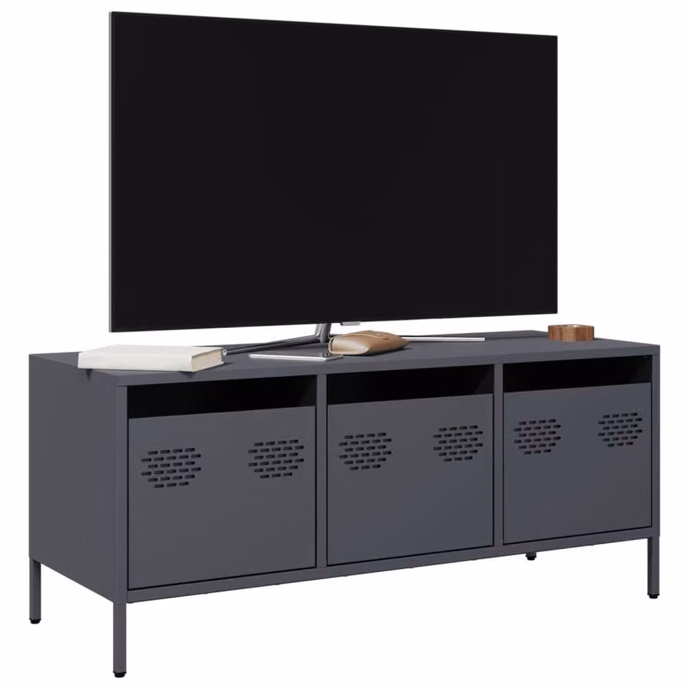 Berkfield Home Anthracite Industrial TV Cabinet in Matt Cold-rolled Steel, W/D/H: 101.5 x 39 x 43.5 cm – 2
