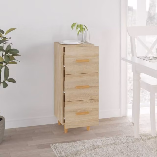 Berkfield Home Sonoma Oak Sideboard in Light Brown, W/D/H: 34.5 x 34.0 x 90.0 cm