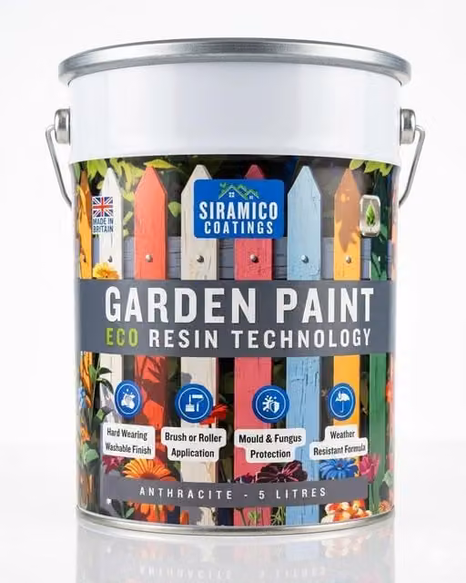 SIRAMICO COATINGS Eco Resin Premium One Coat Garden Paint for Wood, Anthracite, 5 l – 1