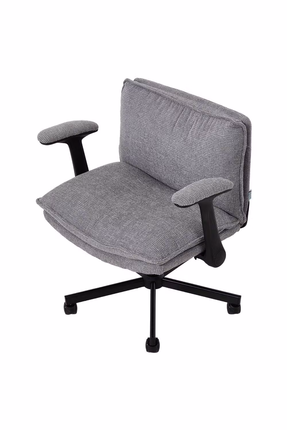Living and Home Grey Chenille Upholstered Modern Task Chair with Armrests and Metal Cross Legs for Home Office – 2