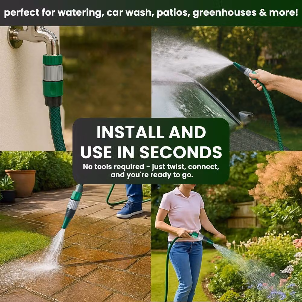 Mantraraj Heavy Duty PVC Reinforced Garden Hose Pipe with Spray Nozzles, Green, 45m – 5