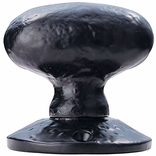 Loops Pair of Oval Mortice Door Knobs in Black Antique with 60mm Diameter Rose – 1